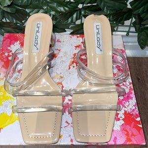 Clear Low Heel Mule Sandals